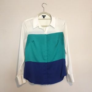 Ann Taylor Tricolor Blocked Blouse